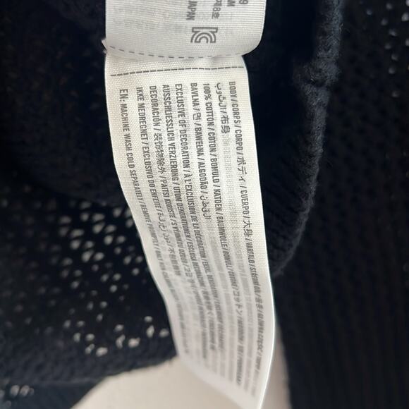 Hollister Black Open Knit Squared Neck Wide Sleeve Top Small - Picture 5 of 6